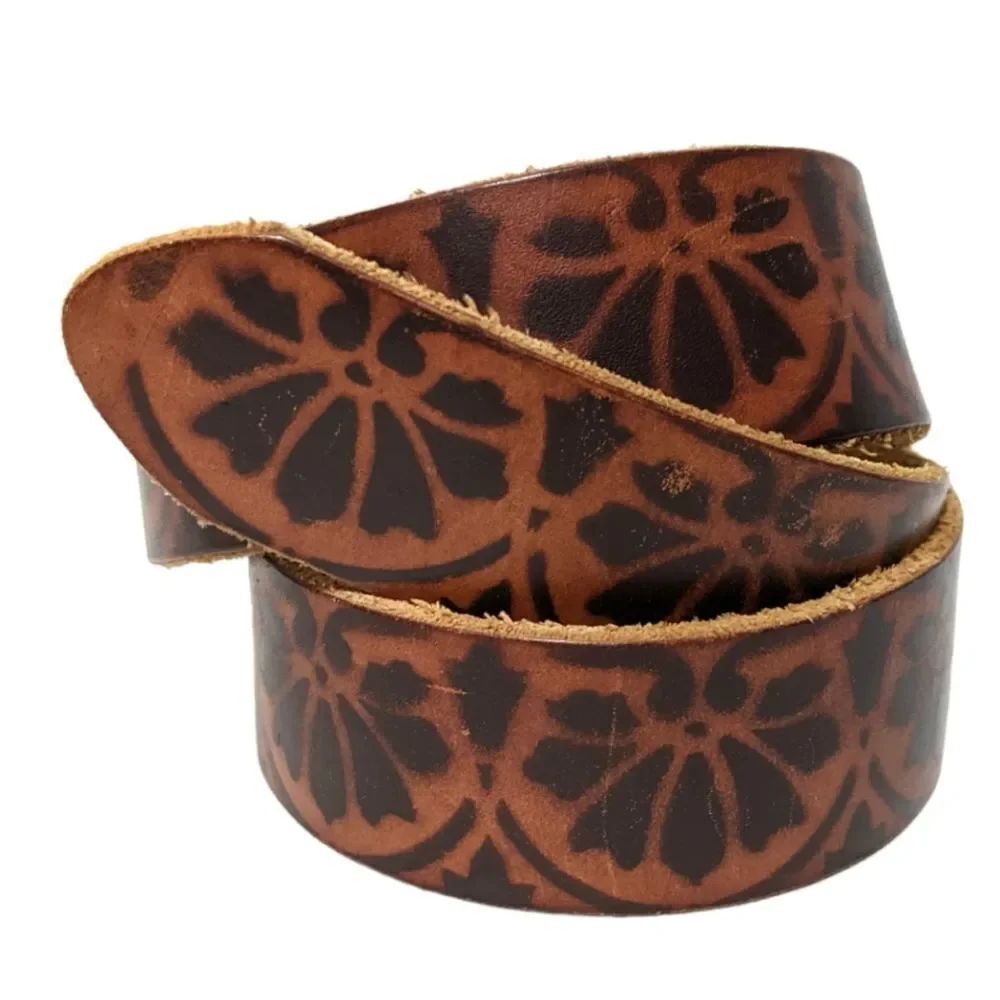 LUCKY BRAND Floral Burned Leather Belt 30 - Picture 2 of 6